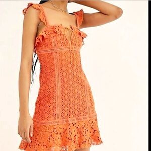 Free People Cross My Heart Crochet Mini Dress